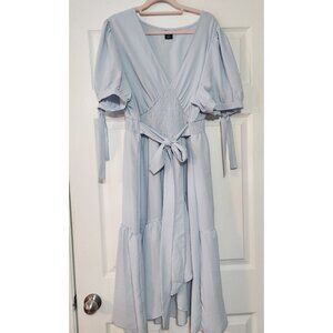 Baby Blue Faux Wrap Plus Size Dress